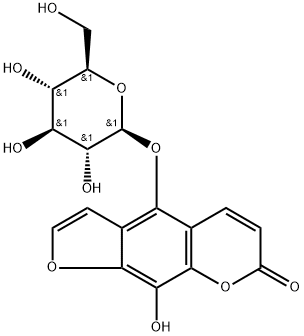 8-羟基-5-O-BETA-D-吡喃葡萄糖补骨脂素 结构式