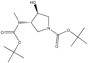 (3S,4S)-3-((叔丁氧羰基)(甲基)氨基)-4-羟基吡咯烷-1-羧酸叔丁酯 结构式