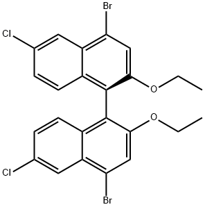 (S)-6,6'-二氯-4,4'-二溴-2,2'-二乙氧基-1,1'-联-2-萘酚 结构式