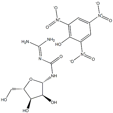 1-(二氨基亚甲基)-3-(BETA-D-呋喃核糖基)脲苦味酸盐 结构式