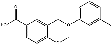 4-甲氧基-3-[(3-甲基苯氧基)甲基]苯甲酸 结构式