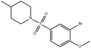 1-((3-溴-4-甲氧苯基)磺酰)-4-甲基哌啶 结构式