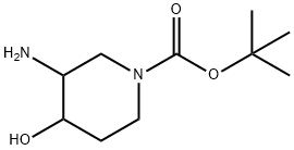 3-氨基-4-羟基哌啶-1-羧酸叔丁酯 结构式