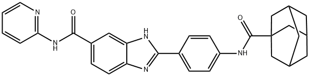 2-[4-(金刚烷-1-基甲酰氨基)苯基]-N-(2-吡啶基)-1H-苯并咪唑-5-甲酰胺 结构式