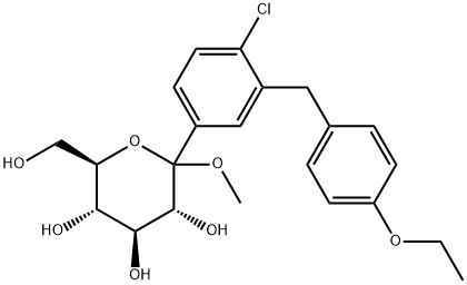 甲基-1-C-[4-氯-3-[(4-乙氧苯基)甲基]苯基]-D-吡喃葡萄糖苷 结构式