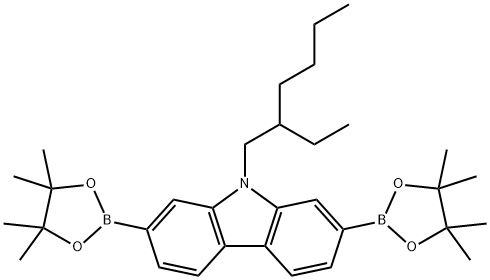 9-(2-乙基己基)-2,7-双(4,4,5,5-四甲基-1,3,2-二噁硼烷-2-基)-9H-咔唑 结构式