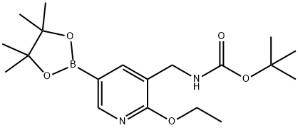 氨基甲酸,[[2-乙氧基-5-(4,4,5,5-四甲基-1,3,2-二氧杂环戊硼烷-2-基)-3-吡啶基]甲基],1,1-二甲基乙酯 结构式