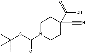 1-BOC-4-氰基呱啶-4-甲酸 结构式