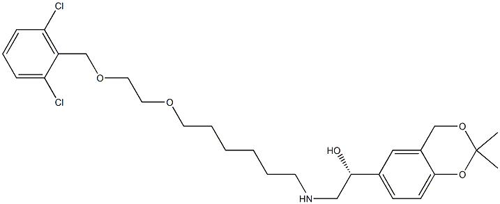 (1R)-2-[[6-[2-[(2,6-二氯苄基)氧基]乙氧基]己基]氨基]-1-(2,2-二甲基-4H-1,3-苯并二氧杂环己-6-基)乙醇 结构式