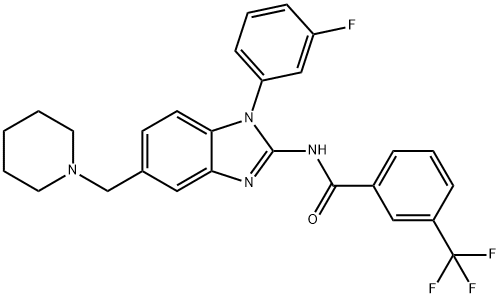 N-[1-(3-氟苯基)-5-[(哌啶-1-基)甲基]-1H-苯并咪唑-2-基]-3-三氟甲基苯甲酰胺 结构式