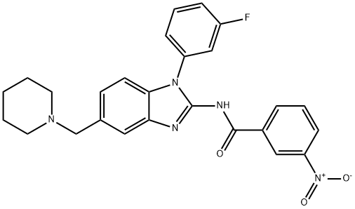N-[1-(3-Fluorophenyl)-5-[(piperidin-1-yl)Methyl]-1H-benziMidazol-2-yl]-3-nitrobenzaMide 结构式