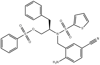 (R)-2-(N-(2-AMino-5-cyanobenzyl)thiophene-2-sulfonaMido)-3-phenylpropyl benzenesulfonate 结构式