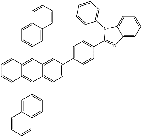 2-[4-(9,10-二萘-2-蒽-2-基)苯基]- 1-苯基-1H-苯并咪唑 结构式
