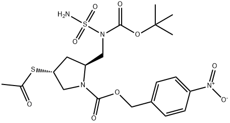 (2S,4R)-4-(Acetylthio)-2-[[(aMinosulfonyl)[(1,1-diMethylethoxy)carbonyl]aMino]Methyl]-1-pyrrolidinecarboxylic Acid (4-Nitrophenyl) Ethyl Ester 结构式