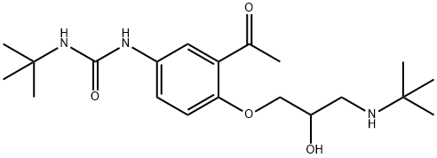 N-[3-乙酰基-4-[3-[(1,1-二甲基乙基)氨基]-2-羟基丙氧基]苯基]-N'-(1,1-二甲基乙基)脲 结构式