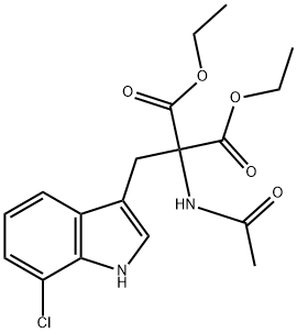 2-乙酰氨基-2 - ((7-氯-1H-吲哚-3-基)甲基)丙二酸二乙酯 结构式