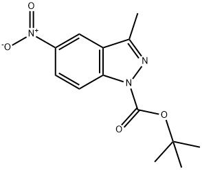 3-甲基-5-硝基-1H-吲唑-1-羧酸叔丁酯 结构式