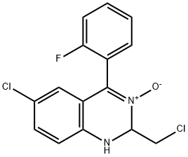 6-Chloro-2-(chloroMethyl)-4-(2-fluorophenyl)-1,2-dihydroquinazoline 3-Oxide 结构式