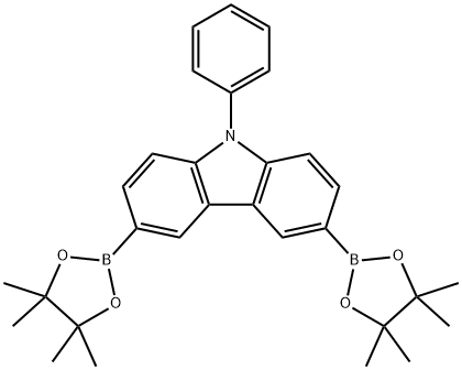 9-苯基-3,6-二(4,4,5,5-四甲基-1,3,2-二氧杂硼烷-2-基)-9氢-咔唑 结构式