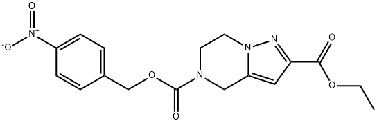 PYRAZOLO[1,5-A]PYRAZINE-2,5(4H)-DICARBOXYLIC ACID, 6,7-DIHYDRO-, 2-ETHYL5-[(4-NITROPHENYL)METHYL] ESTER ) 结构式