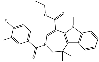 3-(3,4-Difluoro-benzoyl)-1,1-diMethyl-1,2,3,6-tetrahydro-azepino[4,5-b]indole-5-carboxylic acid ethyl ester 结构式