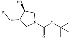 (3R,4R)-3-羟基-4-(羟甲基)吡咯烷-1-羧酸叔丁酯 结构式
