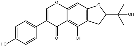 2,3-二氢-4-羟基-2-(1-羟基-1-甲基乙基)-6-(4-羟基苯基)-5H-呋喃并[3,2-G][1]苯并吡喃-5-酮 结构式