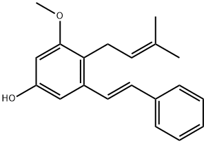 3-甲氧基-4-(3-甲基-2-丁烯基)-5-[(1E)-2-苯基乙烯基]苯酚 结构式