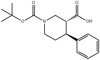 (3R,4S)-1-(tert-Butoxycarbonyl)-4-phenylpiperidine-3-carboxylic acid 结构式