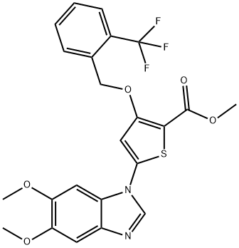 2-Thiophenecarboxylic acid, 5-(5,6-diMethoxy-1H-benziMidazol-1-yl)-3-[[2-(trifluoroMethyl)phenyl]Methoxy]-, Methyl ester 结构式