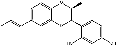4-[(2S,3S)-2,3-二氢-3-甲基-7-(1E)-1-丙烯基-1,4-苯并二氧杂环己-2-基]-1,3-苯二酚 结构式