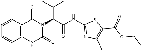2-[[(2S)-2-(1,4-二氢-2,4-二氧代-3(2H)-喹唑啉基)-3-甲基-1-氧代丁基]氨基]-4-甲基-5-噻唑羧酸乙酯 结构式