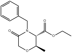 (2R,3S)-2-甲基-5-氧-4-苄基-3-吗啉羧酸乙酯 结构式
