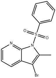 3-溴-2-甲基-1-(苯磺酰基)-1H-吡咯并[2.3-B〕吡啶 结构式