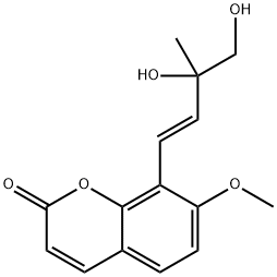 (E)-8-(3,4-二羟基-3-甲基-1-丁烯基)-7-甲氧基-2H-1-苯并吡喃-2-酮 结构式