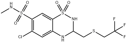 6-Chloro-3,4-dihydro-N-Methyl-3-[[(2,2,2-trifluoroethyl)thio]Methyl]-2H-1,2,4-benzothiadiazine-7-sulfonaMide 1,1-Dioxide 结构式