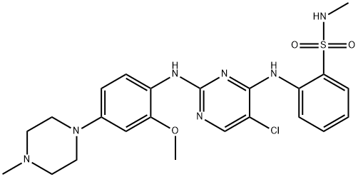 2-[[5-氯-2-[[2-甲氧基-4-(4-甲基-1-哌嗪基)苯基]氨基]-4-嘧啶基]氨基]-N-甲基苯磺酰胺 结构式