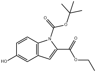 1-叔丁基2-乙基5-羟基-1H-吲哚-1,2-二羧酸酯 结构式