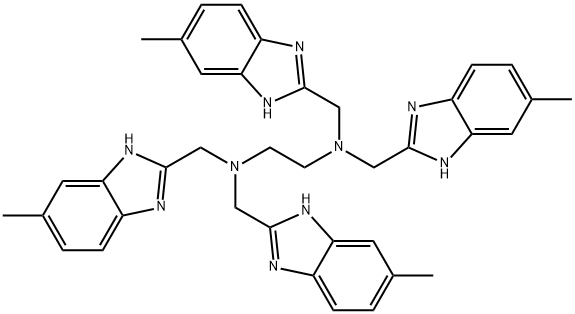 N1,N1,N2,N2-四[(6-甲基-1H-苯并咪唑-2-基)甲基]-1,2-乙二胺 结构式