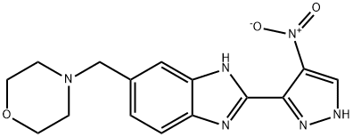 4 - ((2-(4-硝基-1H-吡唑-3-基)-1H-苯并[D]咪唑-5-基)甲基)吗啉 结构式