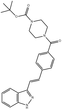 (E)-tert-butyl 4-(4-(2-(1H-indazol-3-yl)vinyl)benzoyl)piperazine-1-carboxylate 结构式