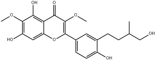 5,7-二羟基-2-[4-羟基-3-(4-羟基-3-甲基丁基)苯基]-3,6-二甲氧基-4H-1-苯并吡喃-4-酮 结构式