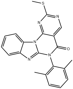 6-(2,6-二甲基苯基)-2-(甲硫基)苯并[4,5]咪唑并[1,2-A]嘧啶并[5,4-E]嘧啶 结构式