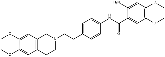 BenzaMide, 2-aMino-N-[4-[2-(3,4-dihydro-6,7-diMethoxy-2(1H)-isoquinolinyl)ethyl]phenyl]-4,5-diMethoxy- 结构式