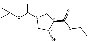 1-叔丁基 3-乙基反式-4-羟基吡咯烷-1,3-二羧酸酯 结构式