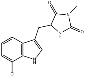 5-[(7-氯-1H-吲哚-3-基)甲基]-3-甲基-2,4-咪唑烷二酮 结构式