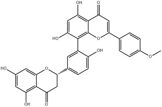 (2S)-2-[3-[5,7-二羟基-2-(4-甲氧基苯基)-4-氧代-4H-1-苯并吡喃-8-基]-4-羟基苯基]-2,3-二氢-5,7-二羟基-4H-1-苯并吡喃-4-酮 结构式