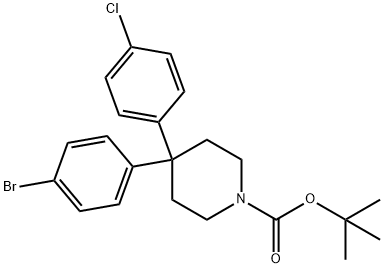 4-(4-溴苯基)-4-(4-氯苯基)哌啶-1-甲酸叔丁酯 结构式