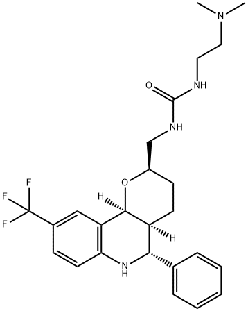 N-[2-(二甲基氨基)乙基]-N'-[[(2R,4AS,5R,10BS)-3,4,4A,5,6,10B-六氢-5-苯基-9-(三氟甲基)-2H-吡喃并[3,2-C]喹啉-2-基]甲基]脲 结构式