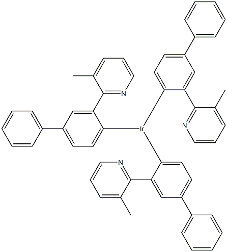 三[2-(3-甲基吡啶-2-基)(4-苯基)苯]合铱 结构式